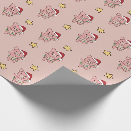 Pigs-parelpapier voor kerstwinterdieren cadeaupapier (Hoek)