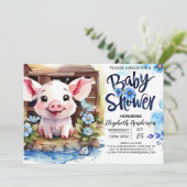 Pig's rustieke Barnyard Soiree Baby shower Kaart (Staand voorkant)