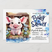 Pig's rustieke Barnyard Soiree Baby shower Kaart (Voorkant / Achterkant)
