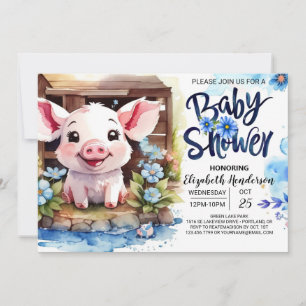 Pig's rustieke Barnyard Soiree Baby shower Kaart