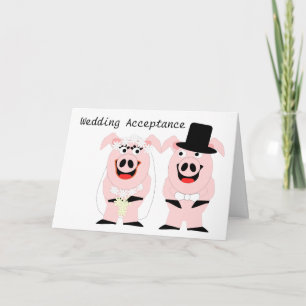 Pigs Wedding Acceptance Kaart