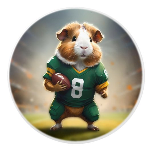Pigskin Prodigy: de Quarterback van het cavia, Keramische Knop (Voorkant)