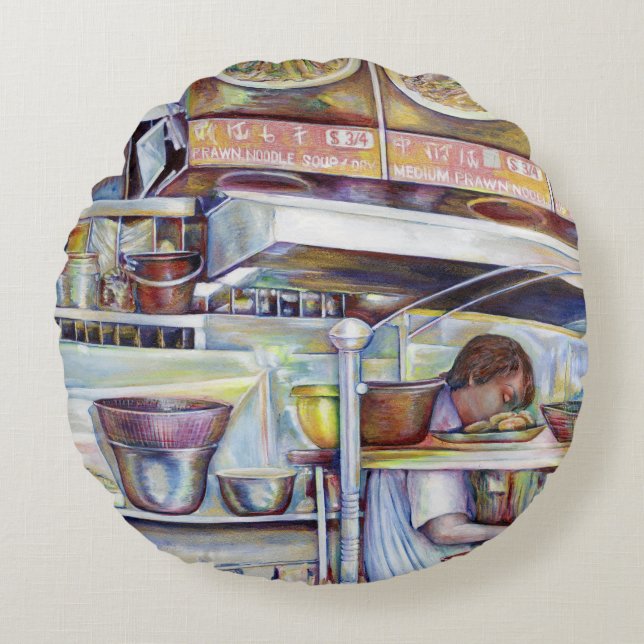 Pigtail Soup, Singapore Rond Kussen (Voorkant)