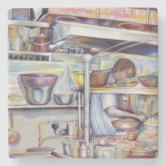 Pigtail Soup, Singapore Stenen Onderzetter (Voorkant)