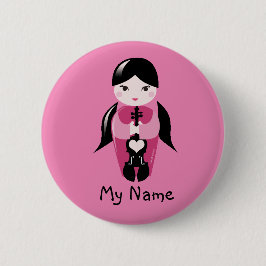 Pigtails en Button met roze Violin Doll