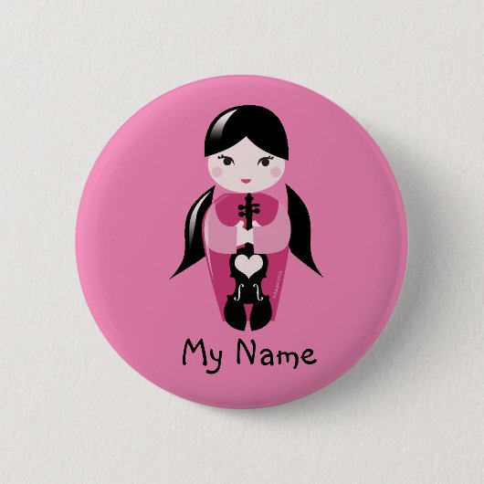 Pigtails en Button met roze Violin Doll (Voorkant)