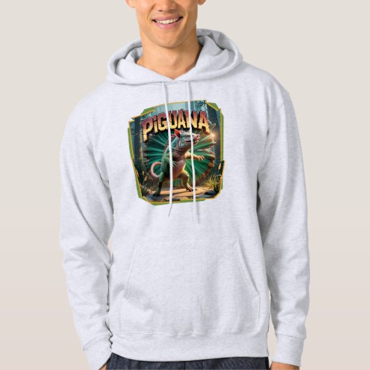 Piguana Illustration Combo Creature Grappig Hoodie (Voorkant)
