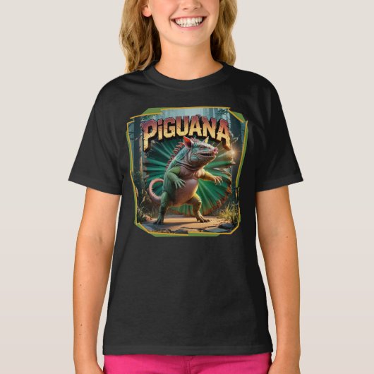 Piguana Illustration Combo Creature Grappig T-shirt (Voorkant)