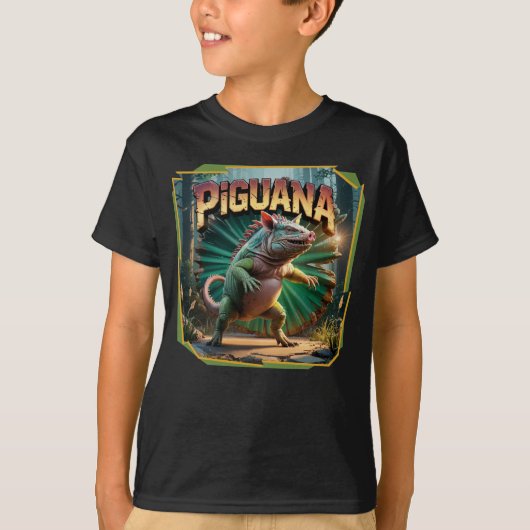 Piguana Illustration Combo Creature Grappig T-shirt (Voorkant)
