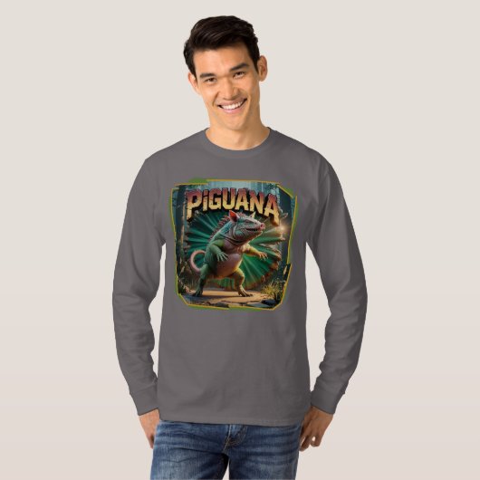 Piguana Illustration Combo Creature Grappig T-shirt (Voorkant volledig)