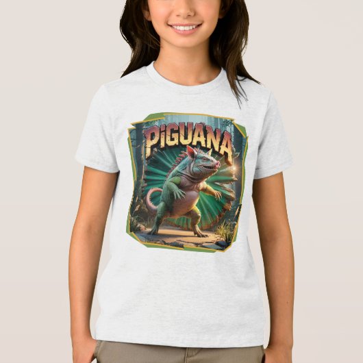 Piguana Illustration Combo Creature Grappig Tri-Blend Shirt (Voorkant)