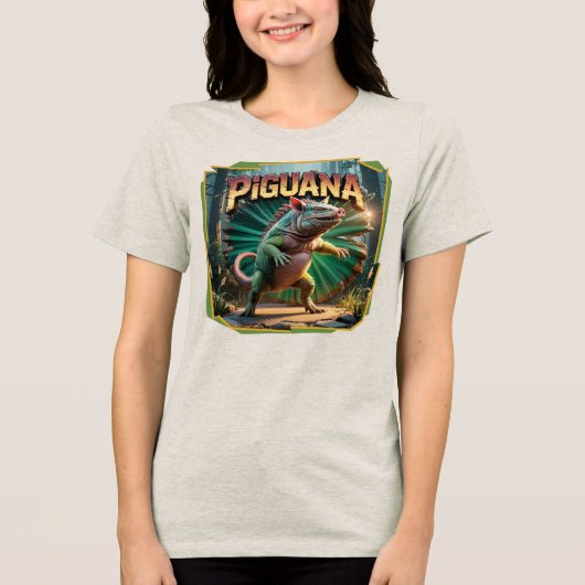 Piguana Illustration Combo Creature Grappig Tri-Blend Shirt (Voorkant)