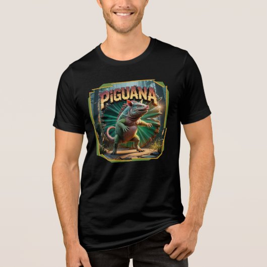 Piguana Illustration Combo Creature Grappig Tri-Blend Shirt (Voorkant)