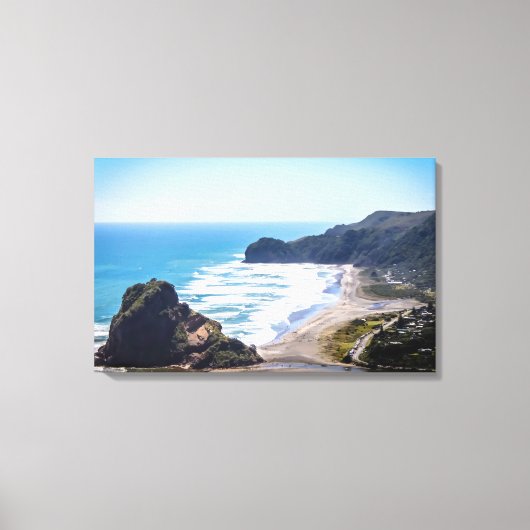 Piha Beach, Nieuw-Zeeland Canvas Afdruk (Voorkant)