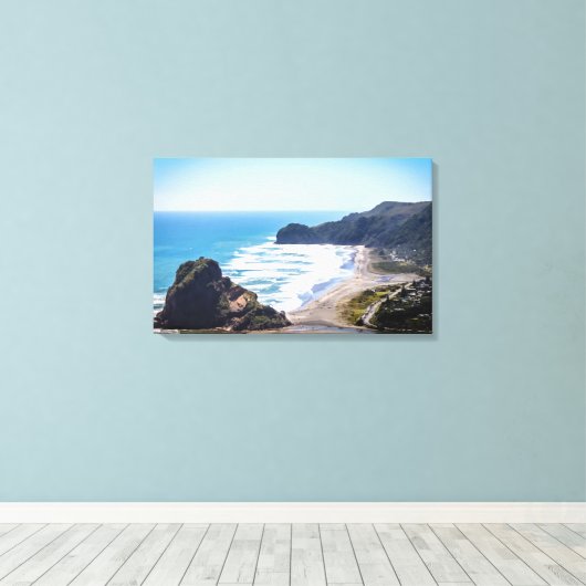 Piha Beach, Nieuw-Zeeland Canvas Afdruk (Insitu (Houten vloer))