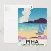 Piha New Zealand vintage-poster Briefkaart (Voorkant / Achterkant)