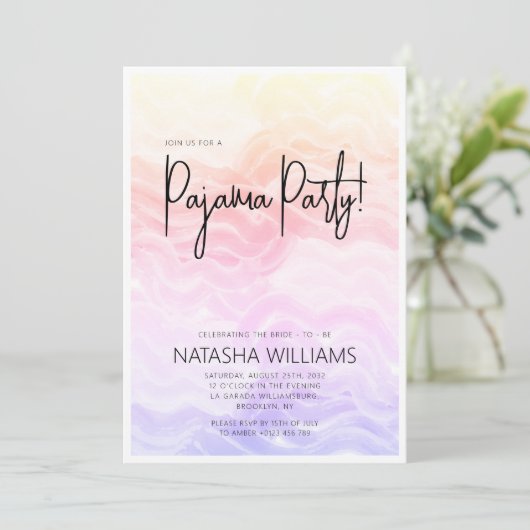 Pijama Feest Kleurrijk Pastel Chic Kaart (Staand voorkant)