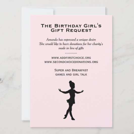 Pijama Feest Unieke Meisjes Roze Uitnodiging (Achterkant)