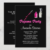 Pijama Feest Unieke Meisjes Roze Uitnodiging (Voorkant / Achterkant)