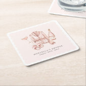 Pijama & Prosecco Bruidsmeisje Afscheid Vriendinne Kartonnen Onderzetters (Schuin)