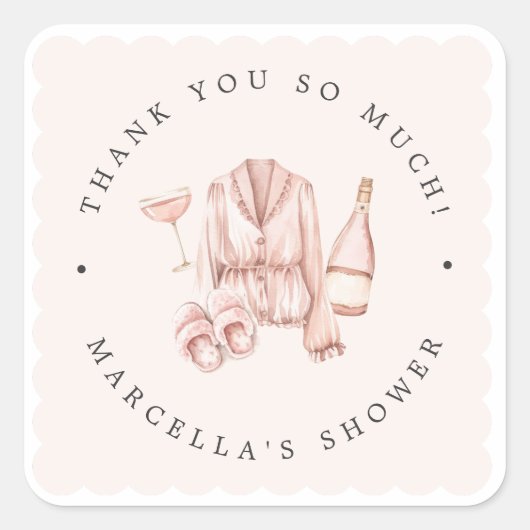 Pijama & Prosecco Bruidsmeisje Bachelorette Vierkante Sticker (Voorkant)