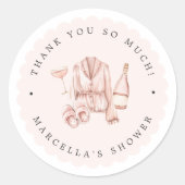 Pijama & Prosecco Bruidsmeisje Uitnodiging Ronde Sticker (Voorkant)