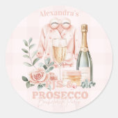 Pijamas en Prosecco vrijgezellenfeest Ronde Sticker (Voorkant)