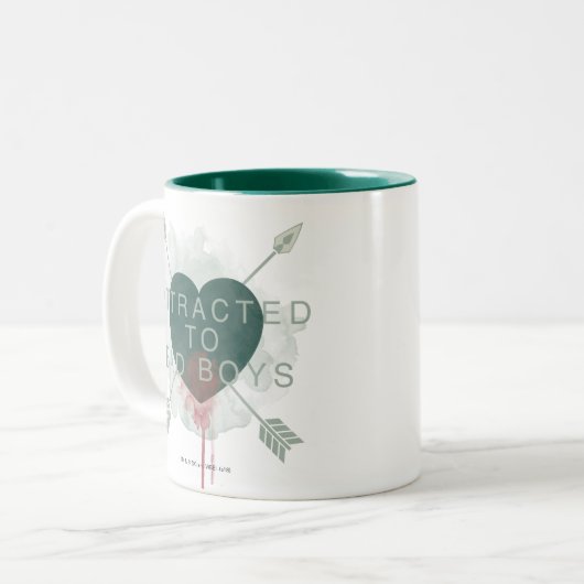 Pijl | "Aangetrokken naar slechte jongens" doorbor Tweekleurige Koffiemok (Voorkant links)