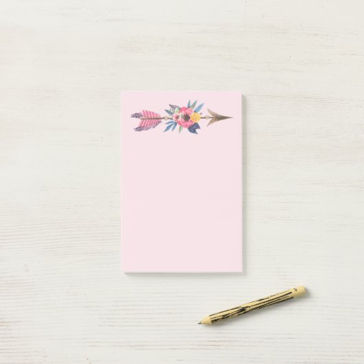 Pijl, Bloemen en Veer Post-it® Notes (Op bureau)