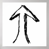 Pijl die omhoog wijst. Zwart-Wit. Poster (Voorkant)