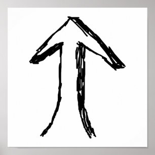 Pijl die omhoog wijst. Zwart-Wit. Poster