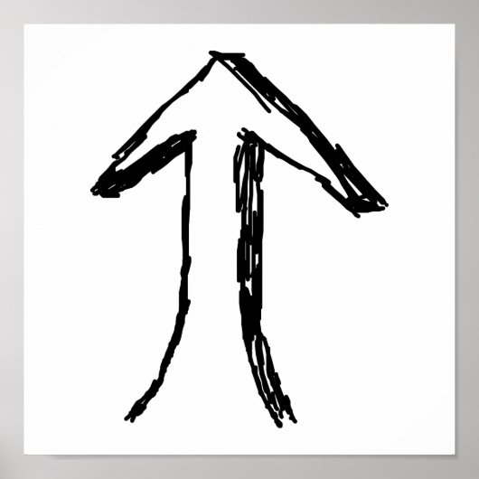 Pijl die omhoog wijst. Zwart-Wit. Poster (Voorkant)