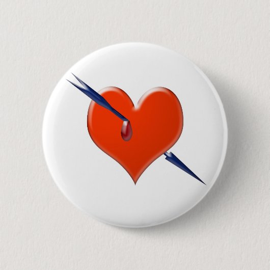 Pijl door het hart ronde button 5,7 cm (Voorkant)