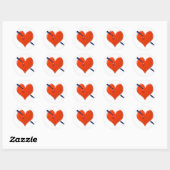 Pijl door het hart ronde sticker (Vel)
