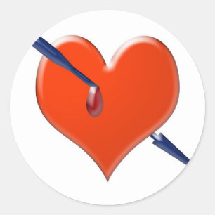 Pijl door het hart ronde sticker