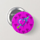 Pijl door het neon hart - pixel art Button (Voorkant /achterkant)