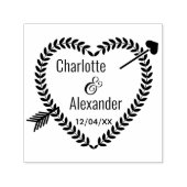 Pijl doorboorde hart krans #2 paar namen datum zelfinktende stempel (Design)