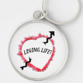 Pijl doorboren Rough Red Heart Outline Sjabloon Sleutelhanger (Voorkant)