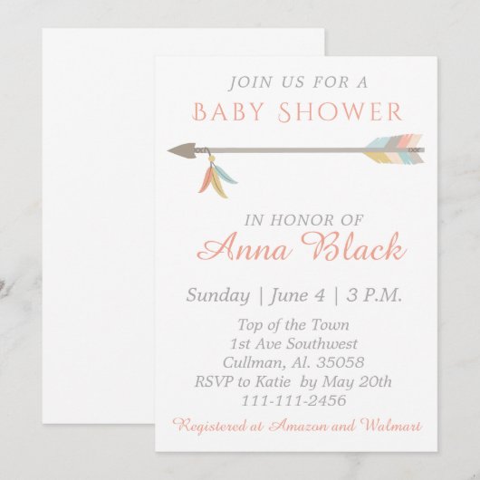 Pijl- en aansporingsprogramma voor Baby showers Kaart (Voorkant / Achterkant)