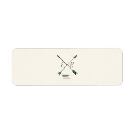 Pijl en Antler rustieke chique crème & blauw Etiket