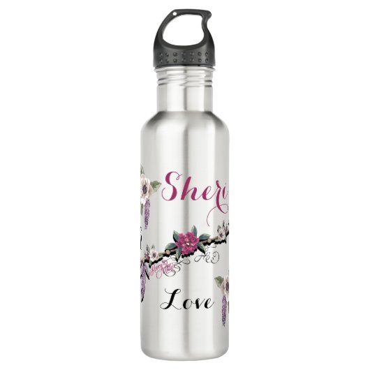 Pijl en bloemen waterfles (Voorkant)