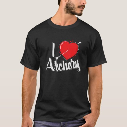 Pijl en hart boogschieten ik hou t-shirt (Voorkant)