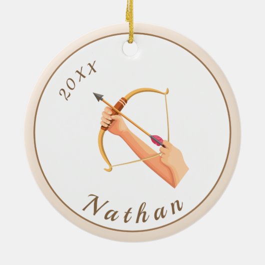 Pijl- en hoeknaam en pasteipap keramisch ornament (Achterkant)