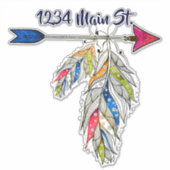 Pijl en sticker postbusadres van veren (Voorkant)