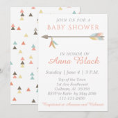 Pijl en veren Baby shower uitnodiging (Voorkant / Achterkant)