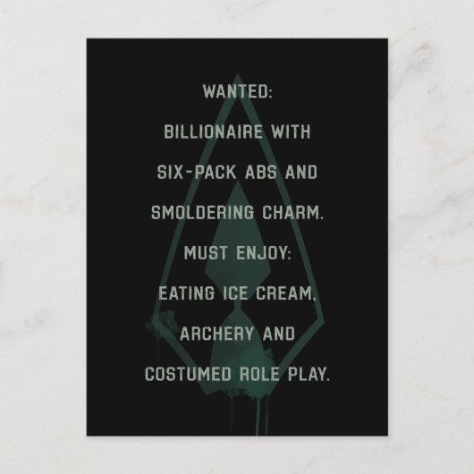 Pijl | Green Arrow Parody Wanted Post Briefkaart (Voorkant)