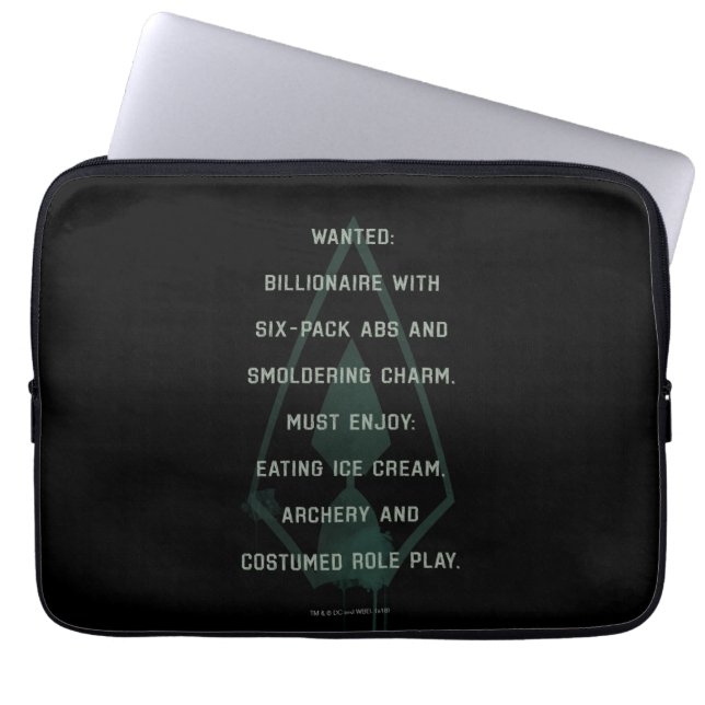 Pijl | Green Arrow Parody Wanted Post Laptop Sleeve (Voorkant)