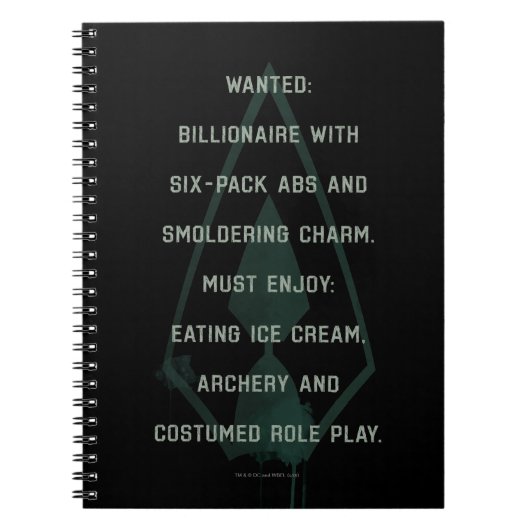 Pijl | Green Arrow Parody Wanted Post Notitieboek (Voorkant)