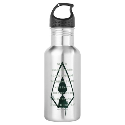 Pijl | Green Arrow Parody Wanted Post Waterfles (Voorkant)