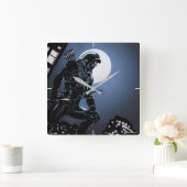 Pijl | Groene Pijl in Moonlight Vierkante Klok (Huis)